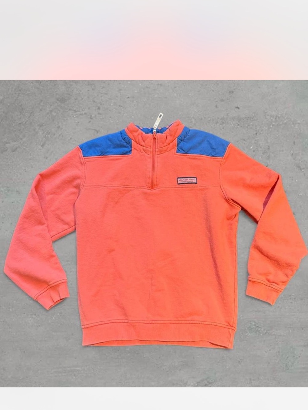 Vineyard Vines Orange Pullover with Navy Patch